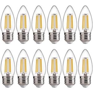 FLSNT B11 E26 Base LED Candelabra Light Bulbs 60W Equivalent, Dimmable, LED Candle Light Bulbs, 2700K Soft White, 9 Pack UL,CA65 Listed.