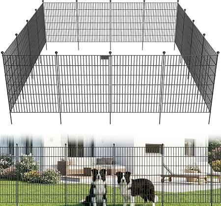10 Panels No Dig Garden Fence with Gate, 40 in(H) X 24.2 ft(L) Metal Fence Panels, Thickened Rustproof Garden Fencing, Animal Barrier Fence for for Dogs, Rabbits, Landscape, Patio