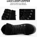 FRACORA Womens Combat Boots Lace Up Ankle Boots Winter Snow Boot Side Zipper Fashion Booties (Brown)