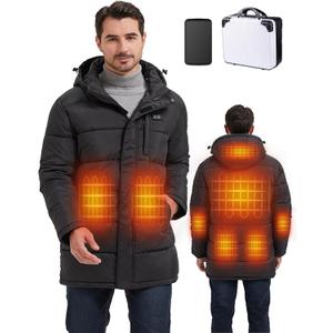 Pzxozd Heated Jackets for Men, Mens Heated Jacket 8 Heat Zones, Windproof Mens Heated Coat