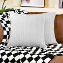 Uhomy Set of 2 Grey Decorative Knit Throw Pillow Cover Soft Knit Pillow Case, Modern Boho Pillow Covers Accent Embossed Patterned Sofa Cushion Covers for Couch Bed, Stretchy Pillow Cover,18 x 18 inch