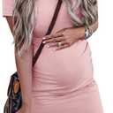 Peauty Summer Maternity Dress for Baby Shower Pink Gender Reveal Dress Maternity Dress for Baby Shower (Dusty Pink M)