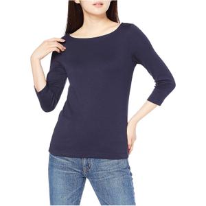 Amazon Essentials Women's Slim-Fit 3/4 Sleeve Boat Neck Cotton Modal Micro Rib T-Shirt