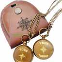 Antique Compass Your Tommy Your Tubbo Nautical Locket Compass Engraved Brass Compass with Leather Case Chain Compass (Both), Dark Brown