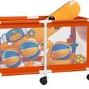 Jotesnew 280 Gallon 69" L Extra Large Swimming Pool Storage Bin, Pool Noodles Holder, Toys, Floats, Balls and Floats Equipment Mesh Rolling Storage Organizer Bin, 69" Lx32 Wx35 H (Orange)