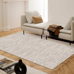 Hand Woven Area Rug 4x6 Feet - Rustic Farmhouse Bohemian Accent Rug for Living Room Bedroom Kitchen Entryway Floor Mats - Ideal for High Traffic Areas 100% Cotton Rag Rug Natural