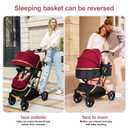 2 in 1 Convertible Baby Stroller Newborn Foldable Pushchair with Adjustable Canopy Folding High Landscape Infant Carriage, Anti-Shock Toddler Pushchair