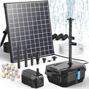 Antfraer 25W Solar Pond Pump with Filter Box, Outdoor Solar Pond Filter Fountain Kit for Garden Pond Waterfall, Includes Adjustable Nozzles, Tubing & Filtration Media