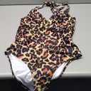 SUUKSESS Women Sexy Tummy Control One Piece Swimsuits Halter Push Up Bathing Suits (Large, Leopard)