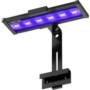 hygger LED Saltwater Aquarium Light, 24/7 Mode Nano Tank Reef Light for Coral, Refugium Light with White, Blue, U-V LEDs Dimmer Timer Moonlight Mounting Bracket 2 Metal Legs 11'' Long 19W
