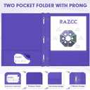 Two Pocket Folders, RAZCC 50 Pack Two Pocket Folders with Prongs, 3 Prong Folders Fit Letter Size Paper, Pocket File Folders for School Office Home Business, Purple