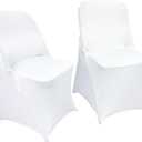 100PCS Stretch Spandex Folding Waterproof Chair Covers, Universal Fitted Chair Cover Protector for Wedding Party Banquet Holidays Celebration Decoration (White)