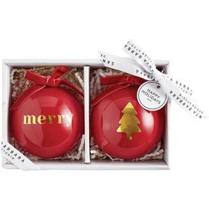 Santa Barbara Design Studio Christmas Glass Ball Ornaments Gift Boxed Ornaments, Set of 2, Red/Merry