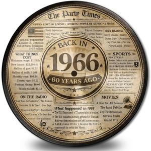 3 x 60th Birthday Decorations for Women Men, 11.6 Inch Vinyl 60 Years Old Centerpieces for Tables Sign Decor, 60th Anniversary Decorations Gifts, Back in 1966 Vintage Poster, 60th Birthday Gifts for Women Men