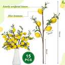 Giegxin 15 Pcs Artificial Lemon Decor 19 Inch Fake Lemons Branch Decoration Vivid Yellow Lime Branches 5 Head Faux Lime with Stem Decorations for Kitchen Table Vase Home Farmhouse Party