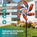 44" Parrot Garden Wind Spinners - Metal Outdoor Stakes Kinetic Wind Spinner Windmills Decor, Wind Sculpture Yard Art Decorations for Patio, Lawn & Garden