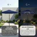 Tobeos 11FT Solar Lighted Patio Umbrella, Outdoor Table Market Umbrellas with Crank Lift, 32 LED Lights, 8 Sturdy Ribs, UV-Resistant for Deck, Garden, Pool, Navy