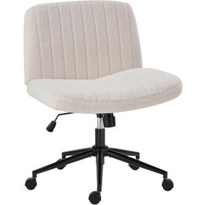 OLIXIS Criss Cross Chair with Wheels, Vanity Chair, Home Office Desk
Wide Seat Armless, Furry Teddy Fleece, Height Adjustable Swivel Rolling, Home Computer Task Seat, Bedroom Study, Beige Teddy
