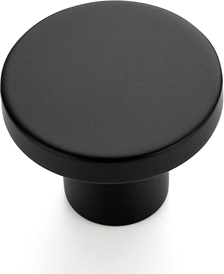 Ravinte 10 Pack Matte Black Cabinet and Drawer Knobs - 1-1/5 Inch Round Pulls for Kitchen, Dressers and Closets