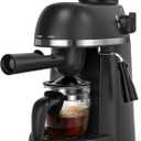 Steam Espresso Machine with Milk Frother, 1-4 Cup Mini Expresso Coffee Maker for Home, Latte Cappuccino Machine Includes Carafe, Black