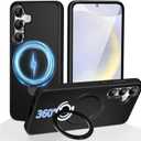 3-in-1 [360 Spin Stand+Magnetic+Ring Holder] Case for Samsung Galaxy S24 Plus / S25 Plus Fit for MagSafe, Military Grade Protective, Cover S24 Plus / S25 Plus Phone Cases for Women/Men 6.7Black
