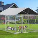10'x10' Outdoor Dog Kennel with Metal Dog Gate, Outdoor Dog Pens with Roof, Heavy Duty Dog Kennel for Backyard Farm Use