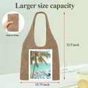 SUOSDEY Crochet Knit Mesh Beach Tote Bag for Women, Summer Aesthetic Vacation Boho Tote Bag,brown