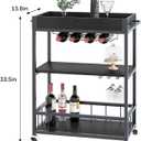 Bar Cart Serving Wine 3 Tier Home Rolling Rack with Wheels Mobile Kitchen Industrial Vintage Style Wood Metal Serving Trolley Serving Cart, Drink Cart for Living Room Kitchen