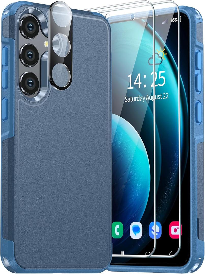 ANTSHARE for Samsung Galaxy S24 Plus Case, Samsung S24 Plus Case with [2X Tempered Glass Screen Protector+1X Camera Lens Protector], Dual Layer Shockproof for S24 Plus Phone Case 6.7-Dark Blue