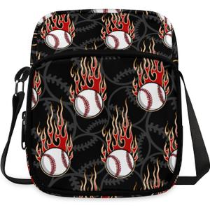 Crossbody Bag Kids Sling Backpack for Boys Fire Baseball Lightweight Shoulder with Adjustable Straps Chest Daypack for Travel Outdoor Hiking