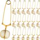 Yinder 20 Pcs Loose Leaf Tea Infuser Stainless Steel Mesh Snap Tea Ball Strainers with Handle Metal (Gold)