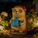Garden Statues Hedgehog with Solar Moving LED Eyes Outdoor Animal Figurines Decorations for Patio Yard Lawn Ornaments Gifts for Birthday Easter Housewarming (Hedgehog)
