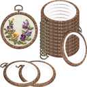 PATIKIL 3inch Embroidery Hoops, 15Pieces Imitated Wood Circle Frame Cross Stitch Hoop Ring for Embroidery Art Craft Sewing Ornaments Hanging Decoration