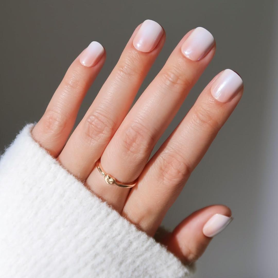 Glamnetic Press On Nails - Soft Whip | Glazed Super Short Nude Fake Nails with Ombr, Extra Short Salon Quality Neutral Nails | 12 Sizes - 30 Nail Kit with Glue