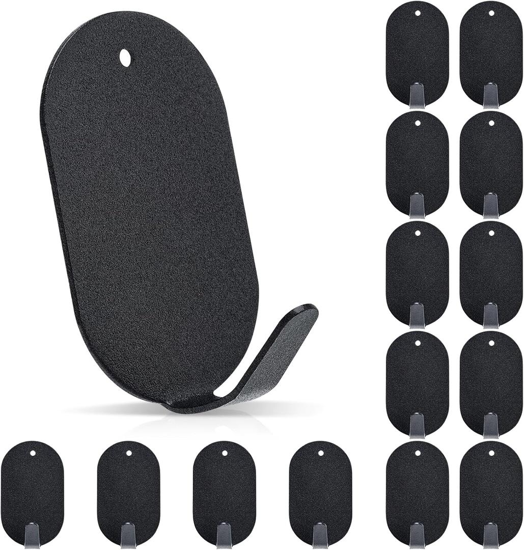 Metal Wall Hooks Heavy Duty Hanging Hooks Black Steel Hook for Keys, Kitchen, Bathroom & Entryway Organization (15 Pack)