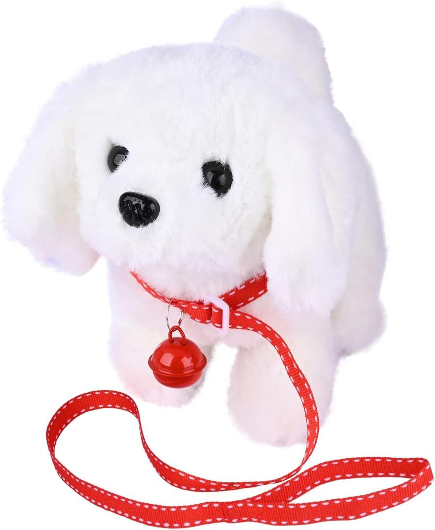 WorWoder Plush Bichon Frise Toy Puppy Electronic Interactive Pet Dog - Walking, Barking, Tail Wagging, Stretching Companion Animal for Kids (Bichon Frise)