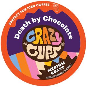Crazy Cups Flavored Coffee for Keurig K-Cup Machines, Death by Chocolate, Hot or Iced Coffee, 22 Single Serve, Recyclable Pods