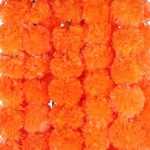 AVADOR® Set of 5 Artificial Flower Garland Strings for Special Occasions | Home Puja | Home Decor | Diwali Decor | House Warmings | Indian Wedding Celebration (Orange D2)
