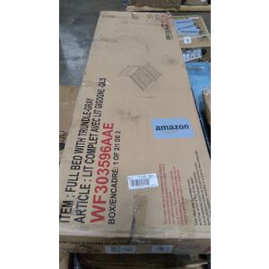 Full Size Upholstered Platform Bed with Twin Size Trundle, Headboard w/Brick Pattern, Wood Slat Support Included, for Boys Girls Kids Teens Adult,Gray