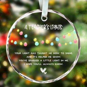 Teacher Christmas Ornament, Teacher Gifts for Women, Thoughtful Appreciation Ornaments, Appreciation Gift, 3" Glass Keepsake Teachers Ornament