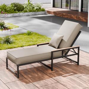 6'' Chaise Lounge Cushions Outdoor with Pillow Water Fade Resistant
Olefin Patio Furniture Lounge Chair Cushion with Removable Cover, Lounger Pad Replacement with Handle Straps for Indoor Pool