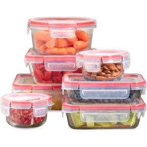 Pyrex Freshlock (7-Pack) Glass Food Storage Containers Set, (1, 2, 4 Cups) Airtight & Leakproof Plastic Locking Lids BPA-Free, Meal Prep Containers Set, Freezer Dishwasher Microwave Safe