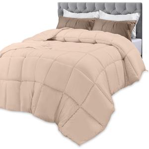 Utopia Bedding Comforters Queen Size, All Season Duvet Insert, Down Alternative Box Stitched Bed Comforter with Corner Tabs, Machine Washable (Beige) (Queen (Pack of 1))