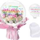 Mother's Day Bobo Balloon Set, 30 Inch Clear Balloons, 10 Pieces with 12 Decorative Stickers, Party Supplies