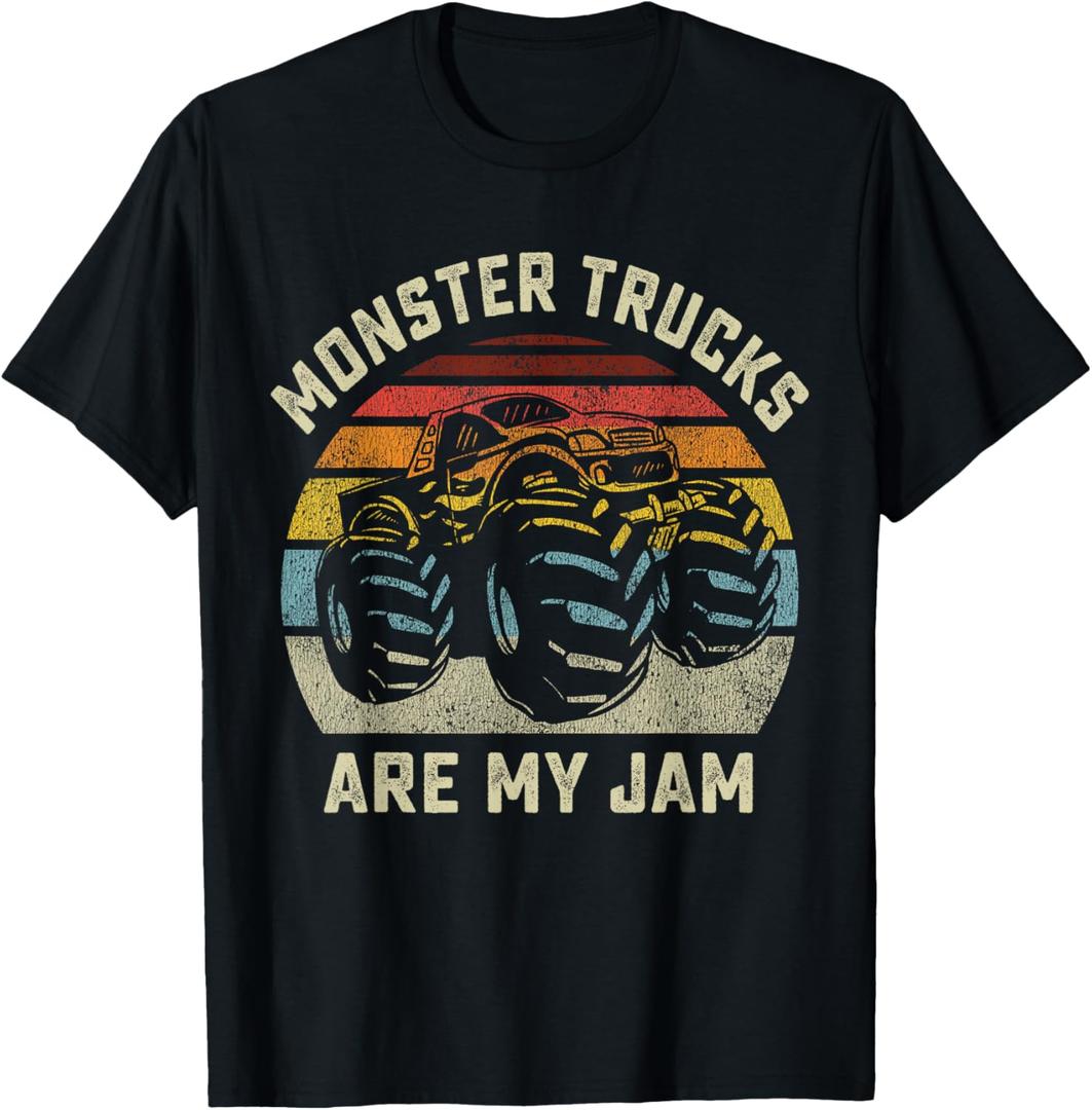 Vintage Monster Truck Retro Style Monster Trucks are My Jam T-Shirt, Black, Medium