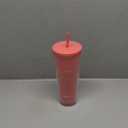 DA 24oz Plastic Tumbler With Lid And Straw, Double Wall Design, Leak Resistant Reusable Travel Cup For Iced Coffee And Smoothies (Red)