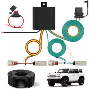 Nilight 4 Pin Trailer Wiring Harness Kit 56468 Vehicle Standard 4 Way Connector Custom for 2021 2022 2023 2024 Ford Bronco with LED taillights Simple Fit Tow Hitch