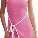 Wenrine Womens Sexy Tube Top Dress Strapless Self Tie Wrap Asymmetrical Hem Knit Summer Party Mini Dresses (Medium, Pink)
