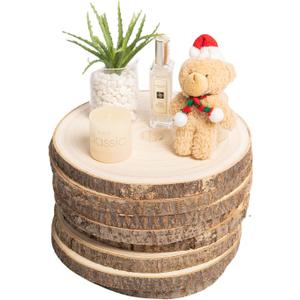 Defined Deco 8pcs 9-10 inch Large Unfinished Wooden Slices for Table Centerpieces, Unfinished Round Natural Wood Slabs for DIY Crafts, Rustic Wood Circles for Wedding, Party, Christmas, Home Decor