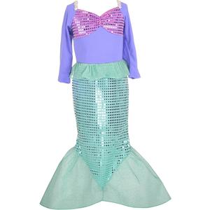 Lito Angels Girls Princess Dress with Hair Up Costumes Mermaid Halloween Christmas Fancy Party 3T